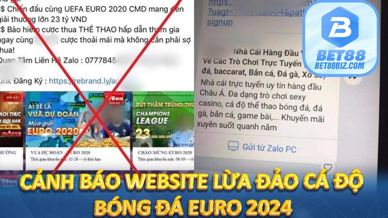 Cảnh báo website lừa đảo cá độ bóng đá EURO 2024